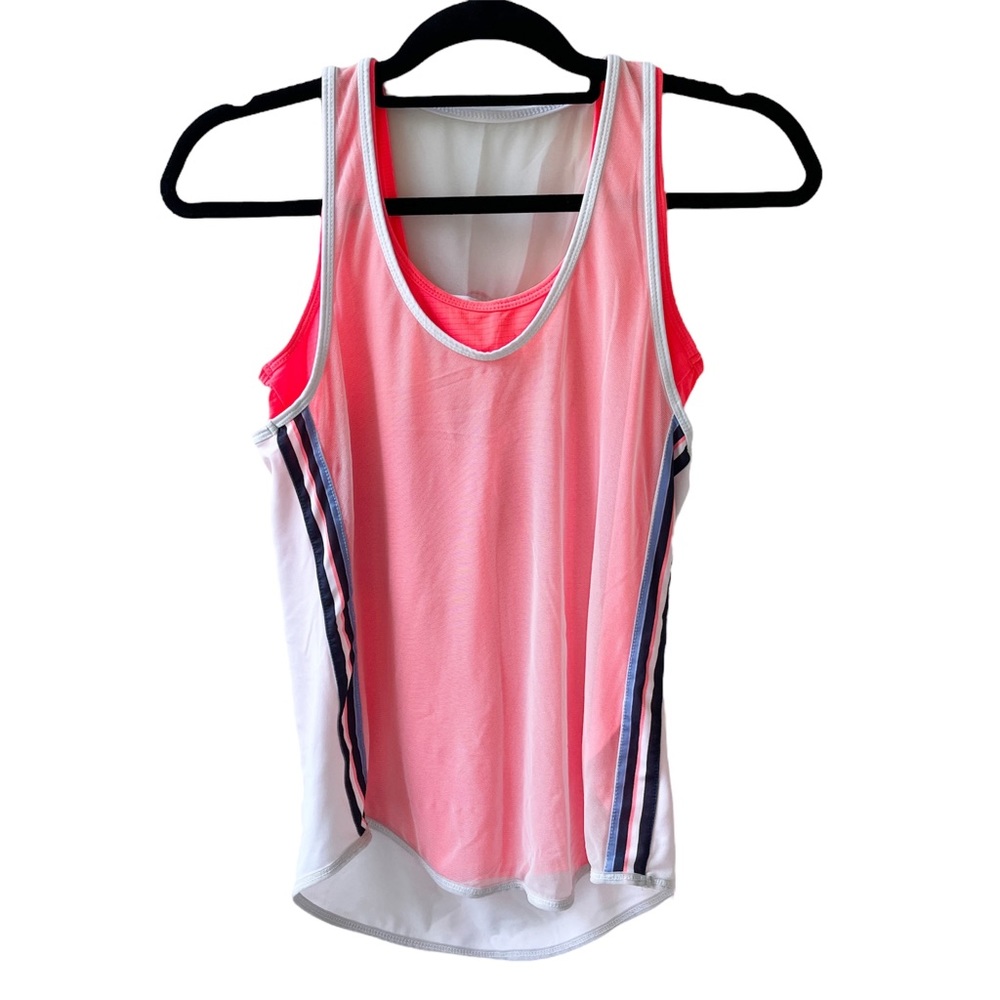 LUCKY IN LOVE Coral Athletic Tank Top Women’s S Mesh Front Built In Tank